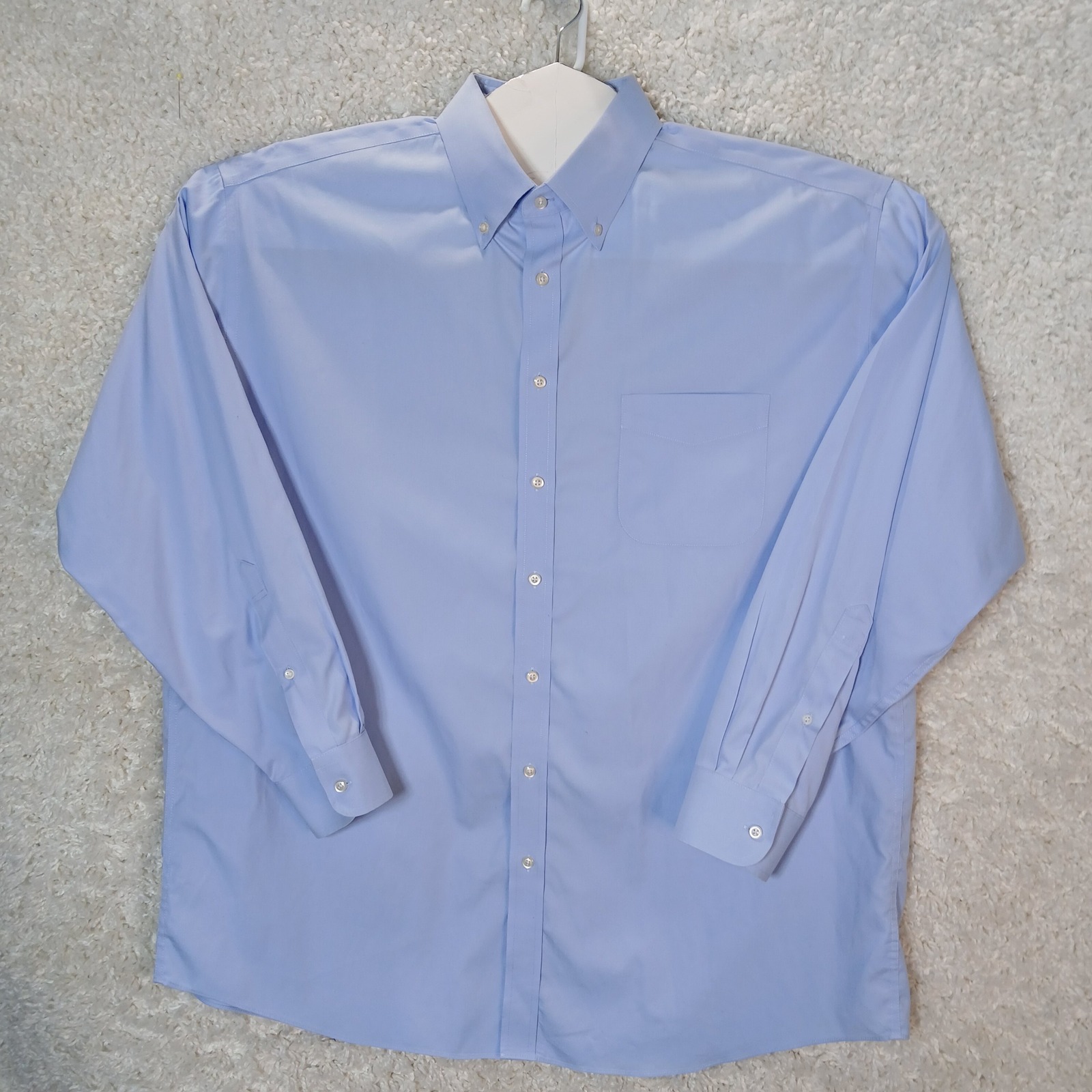 Jos A Bank Traveler Button Down Shirt Light Blue Fit Long Sleeve Mens 17 1/2 34